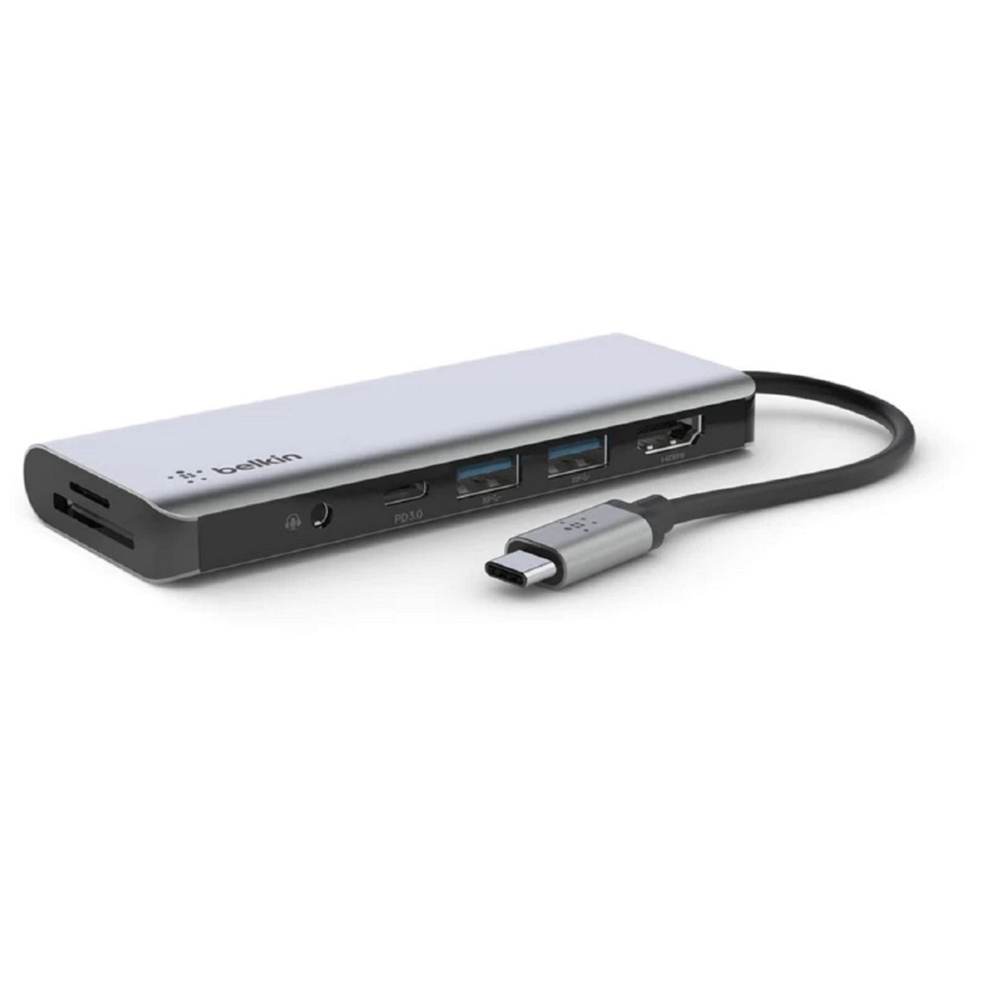 Belkin Connect USB-C 7-in-1 Multiport Hub Adapter - Space Grey (AVC009btSGY), 100W PD, 5 Gbps, 1x 4K HDMI, 2x USB-A, 1x USB-C, 1x SD, 2 Years Warranty - Image 2