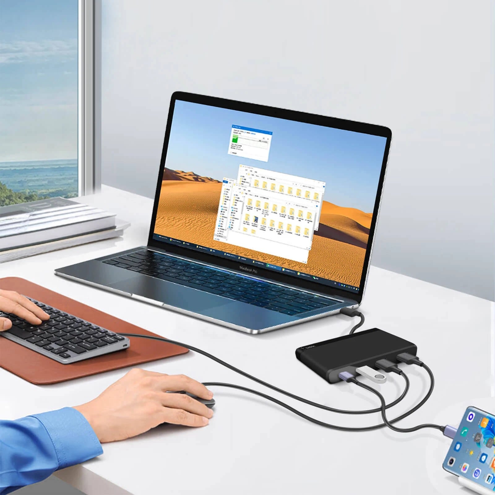 Belkin USB-C 4-Port Mini Hub (USB Type-C) - Black(F4U090btBLK), 5Gbps, 2x USB-C, 2x USB-A, Compact & Travel-Ready, Ultra-Portable,2 Years Warranty - Image 3