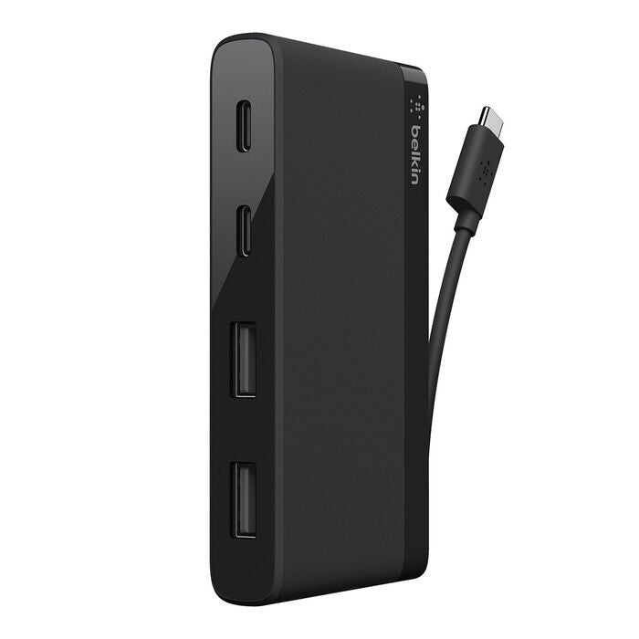Belkin USB-C 4-Port Mini Hub (USB Type-C) - Black(F4U090btBLK), 5Gbps, 2x USB-C, 2x USB-A, Compact & Travel-Ready, Ultra-Portable,2 Years Warranty - Image 4