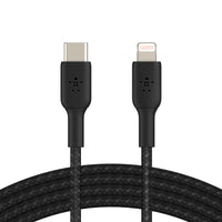 Belkin BoostCharge Braided Lightning to USB-C Cable (2M) - Black (CAA004bt2MBK), 3A/18W, 480Mbps, 30K+ Bends, Apple, MFI-Certified, 2 Years Warranty - Image 1
