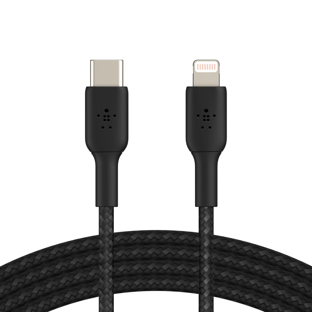 Belkin BoostCharge Braided Lightning to USB-C Cable (2M) - Black (CAA004bt2MBK), 3A/18W, 480Mbps, 30K+ Bends, Apple, MFI-Certified, 2 Years Warranty - Image 1