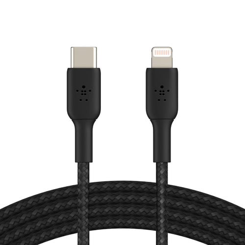 Belkin BoostCharge Braided Lightning to USB-C Cable (2M) - Black (CAA004bt2MBK), 3A/18W, 480Mbps, 30K+ Bends, Apple, MFI-Certified, 2 Years Warranty - Image 1