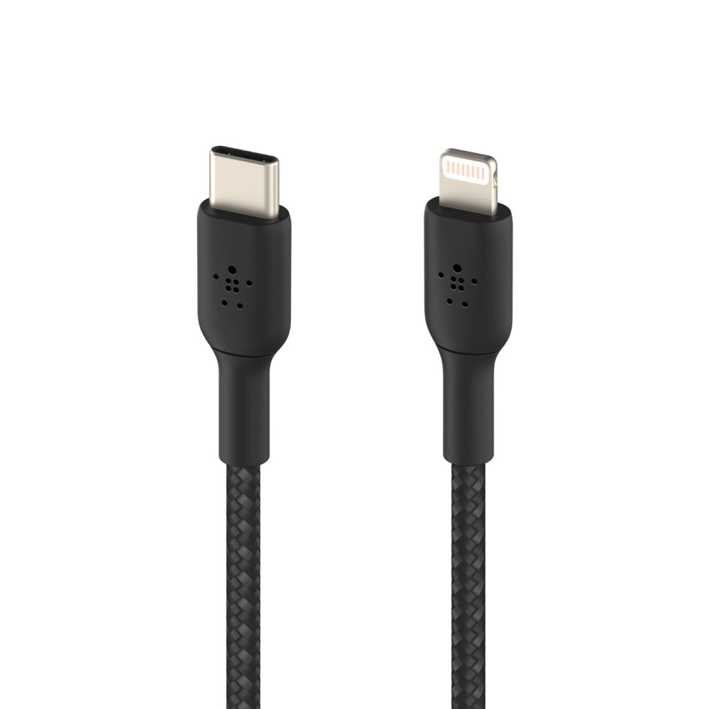 Belkin BoostCharge Braided Lightning to USB-C Cable (2M) - Black (CAA004bt2MBK), 3A/18W, 480Mbps, 30K+ Bends, Apple, MFI-Certified, 2 Years Warranty - Image 3