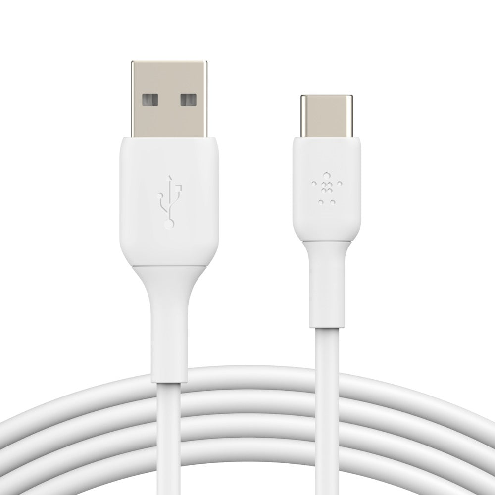 Belkin BoostCharge USB-C to USB-A Cable (1M) - White (CAB001bt1MWH), 3A/15W, 480Mbps, 25K+ Bends, Apple, Samsung, USB-IF Certified, 2 Years Warranty - Image 1
