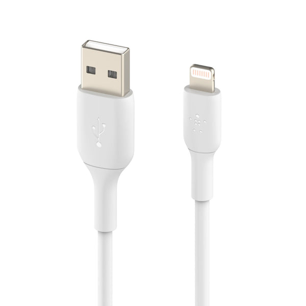Belkin BoostCharge Lightning to USB-A Cable (1M) - White(CAA001bt1MWH), 2.4A/12W, 480Mbps, 25K+ Bend, Apple iPhone, MFI-Certified, 2 Years Warranty