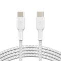 Belkin BoostCharge Braided USB-C to USB-C Cable (1M) - White (CAB004bt1MWH), 3A/60W, 480Mbps, 30K+ Bends, Apple, USB-IF Certified, 2 Years Warranty - Image 1