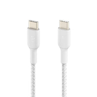 Belkin BoostCharge Braided USB-C to USB-C Cable (1M) - White (CAB004bt1MWH), 3A/60W, 480Mbps, 30K+ Bends, Apple, USB-IF Certified, 2 Years Warranty - Image 2