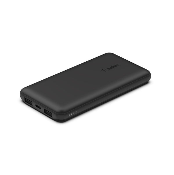 Belkin BoostCharge CCC-Certified 10k mAh Power Bank (Triple-Port) + USB-C to USB-A Cable - Black (BPB011BTBK), 2x USB-A, 1x USB-C, 2 Years Warranty