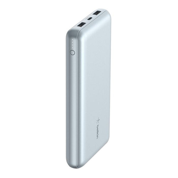 Belkin BoostCharge CCC-Certified 20k mAh Power Bank (Triple-Port) + USB-C  to USB-A Cable - Pearl Blue (BPB012btPB), 2xUSB-A, 1xUSB-C,2 Years Warranty