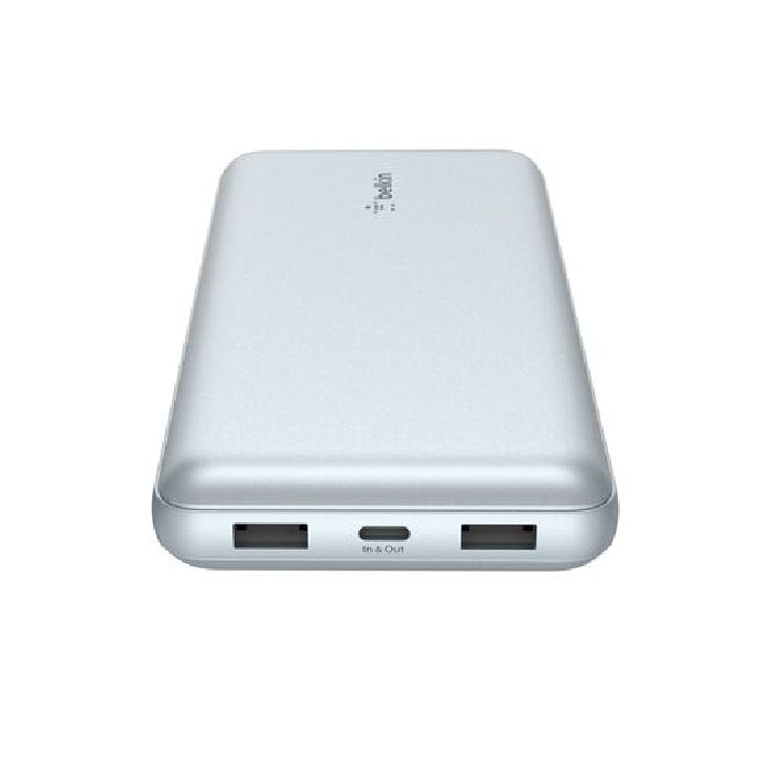 Belkin BoostCharge CCC-Certified 20k mAh Power Bank (Triple-Port) + USB-C  to USB-A Cable - Pearl Blue (BPB012btPB), 2xUSB-A, 1xUSB-C,2 Years Warranty - Image 3