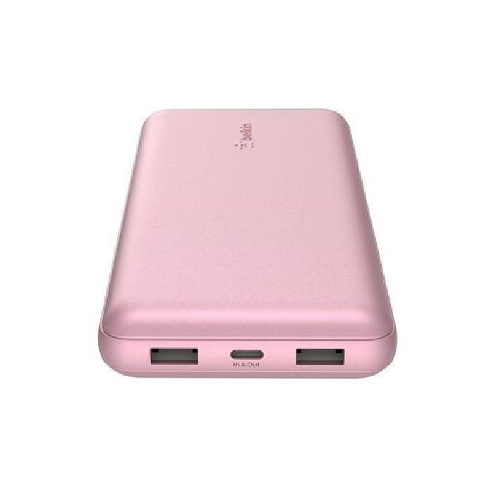 Belkin BoostCharge Power Bank 20K (Triple-Port) - Pink (BPB012btPK), 2xUSB-A, 1xUSB-C + USB-C to USB-A Cable, LED Light Indicater, 2 Years Warranty - Image 3