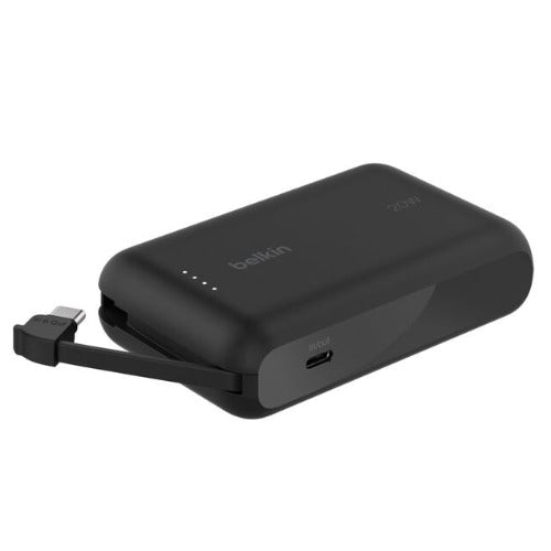 Belkin BoostCharge 10K Power Bank with Integrated USB-C Cable (5.7 cm)  - Black (BPB021fqBK), 2xUSB-C(20W), $2500 CEW, 2 Years Warranty - Image 1