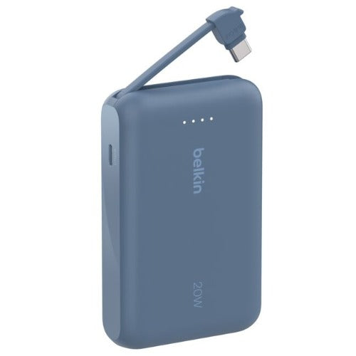 Belkin BoostCharge 10K Power Bank with Integrated USB-C Cable (5.7 cm)  - Blue (BPB021fqBL), 2xUSB-C(20W), $2500 CEW, 2 Years Warranty - Image 2