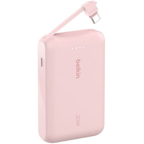 Belkin BoostCharge 10K Power Bank with Integrated USB-C Cable (5.7 cm)  - Pink(BPB021fqPK), 2xUSB-C(20W), $2500 CEW, 2 Years Warranty - Image 2