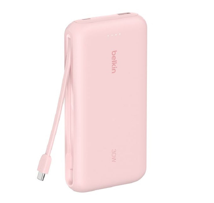 Belkin BoostCharge 20K mAh Power Bank With Integrated USB-C Cable - Pink (BPB024fqPK), 30W, 2xUSB-C, 1x USB-A, CEW $2,500, Apple, 2 Years Warranty - Image 2