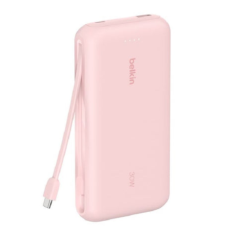 Belkin BoostCharge 20K mAh Power Bank With Integrated USB-C Cable - Pink (BPB024fqPK), 30W, 2xUSB-C, 1x USB-A, CEW $2,500, Apple, 2 Years Warranty - Image 2