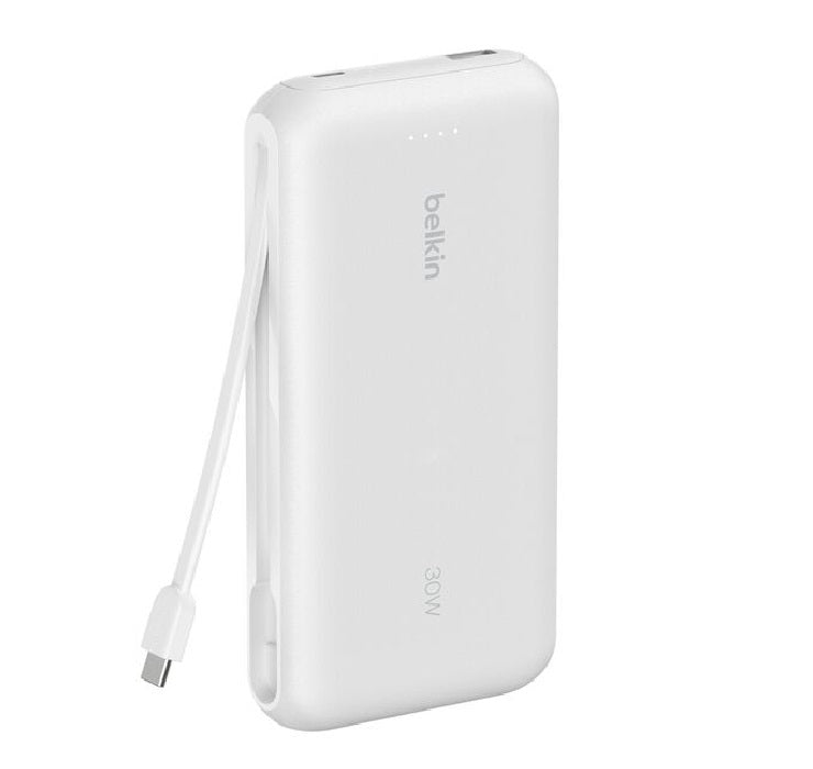 Belkin BoostCharge 20K mAh Power Bank With Integrated USB-C Cable - White (BPB024fqWH), 30W, 2xUSB-C, 1x USB-A, CEW $2,500, Apple, 2 Years Warranty - Image 2