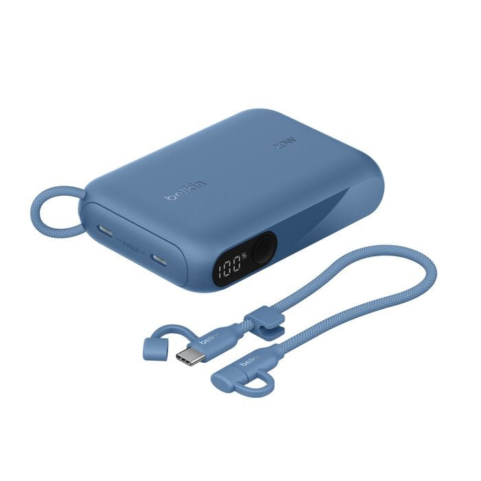 Belkin BoostCharge 10K mAh Power Bank with Display w/ Integrated USB-C Cable 60W(15cm)- Blue(BPB027fqBL),2xUSB-C(20W), $2500 CEW, 2 Years Warranty - Image 5
