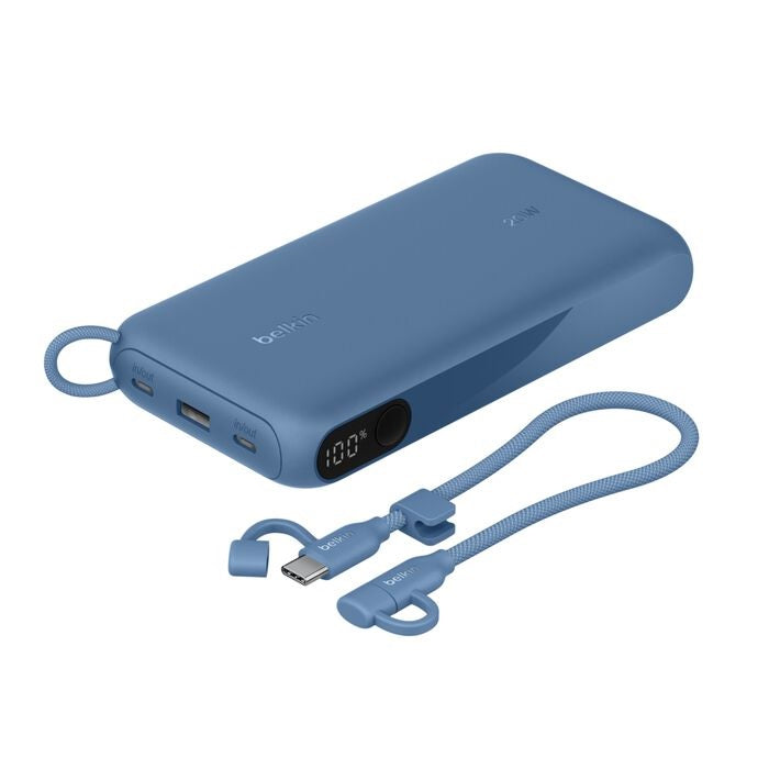 Belkin BoostCharge 20K mAh Power Bank with Display + USB-C to USB-C Cable 60W (15CM) - Blue (BPB028fqBL), 20W, 2x USB-C, 1x USB-A, 2 Years Warranty - Image 1