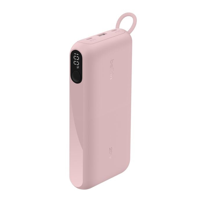 Belkin BoostCharge 20K mAh Power Bank with Display + USB-C to USB-C Cable 60W (15CM) - Pink (BPB028fqPK), 20W, 2x USB-C, 1x USB-A, 2 Years Warranty - Image 2