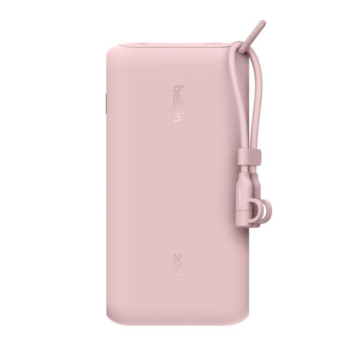Belkin BoostCharge 20K mAh Power Bank with Display + USB-C to USB-C Cable 60W (15CM) - Pink (BPB028fqPK), 20W, 2x USB-C, 1x USB-A, 2 Years Warranty - Image 3