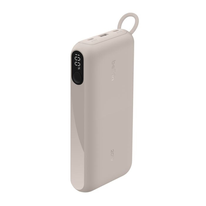 Belkin BoostCharge 20K mAh Power Bank with Display + USB-C to USB-C Cable 60W (15CM) - Sand (BPB028fqSD), 20W, 2x USB-C, 1x USB-A, 2 Years Warranty - Image 2