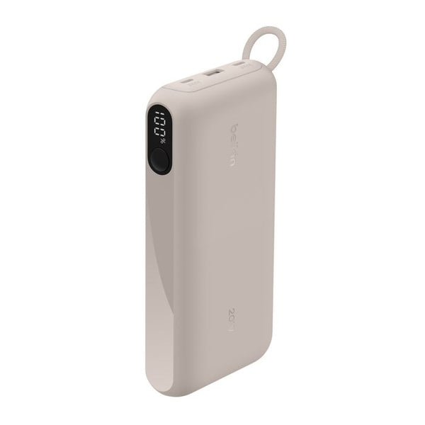 Belkin BoostCharge 20K mAh Power Bank with Display + USB-C to USB-C Cable 60W (15CM) - Sand (BPB028fqSD), 20W, 2x USB-C, 1x USB-A, 2 Years Warranty