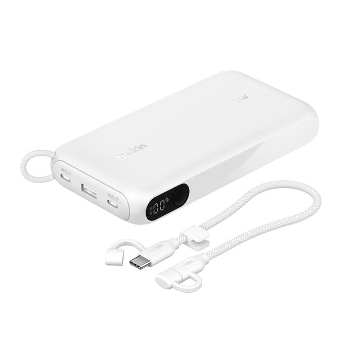 Belkin BoostCharge 20K mAH Power Bank with Display + USB-C to USB-C Cable 60W (15CM) - White (BPB028fqWH), 20W, 2x USB-C, 1x USB-A, 2 Years Warranty - Image 5