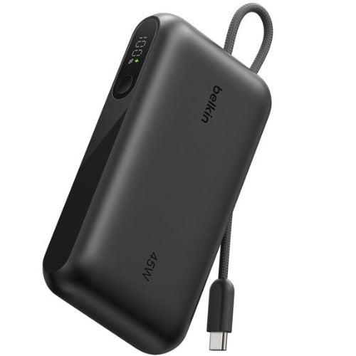 Belkin UltraCharge 10K mAh Power Bank & Display w/ Integrated USB-C Cable (20cm)-Black(BPB029fqBK),2xUSB-C(45W),1xUSB-A(18W),$2500 CEW,2-Year Warranty - Image 5