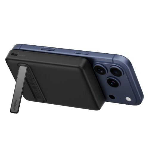 Belkin BoostCharge Slim Magnetic 10K Power Bank w/ Qi2(15W)+USB-C Cable(.6M)+Integrated Kickstand -Black(BPD016fqBK),2xUSB-C,$2500 CEW,2 Year Warranty - Image 1