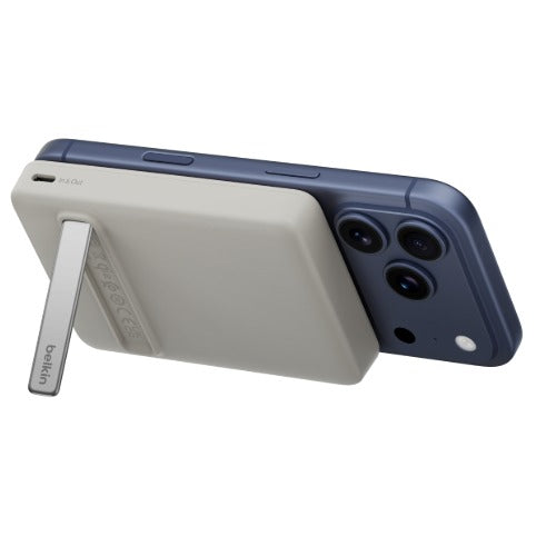 Belkin BoostCharge Slim Magnetic 10K Power Bank w/ Qi2(15W)+USB-C Cable(.6M)+Integrated Kickstand -Sand(BPD016fqSA),2xUSB-C,$2500 CEW,2 Years Warranty - Image 1