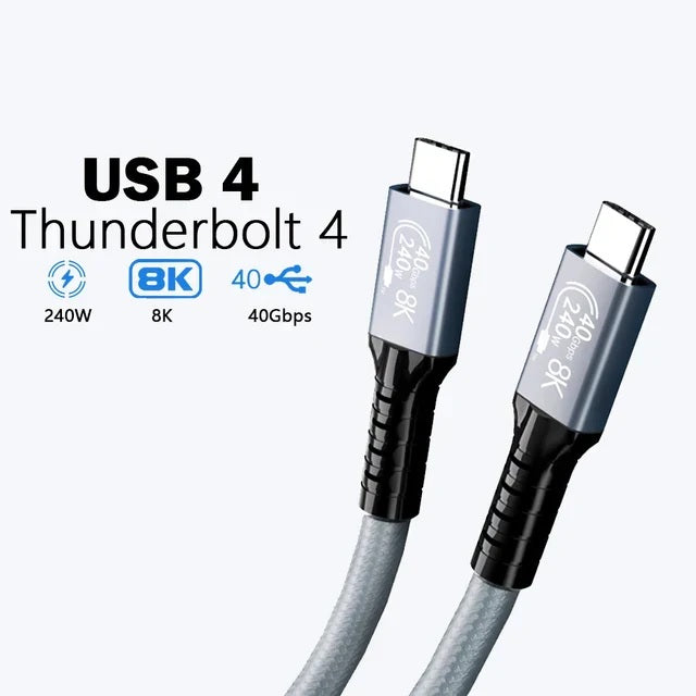 USP BoostUp Hyperlink USB4 USB-C to USB-C Cable (1M) Black - USB4 - 40Gbps,240W, 8K (60Hz)/4K (144Hz), Fast Charge, 5 Years Warranty - Image 1