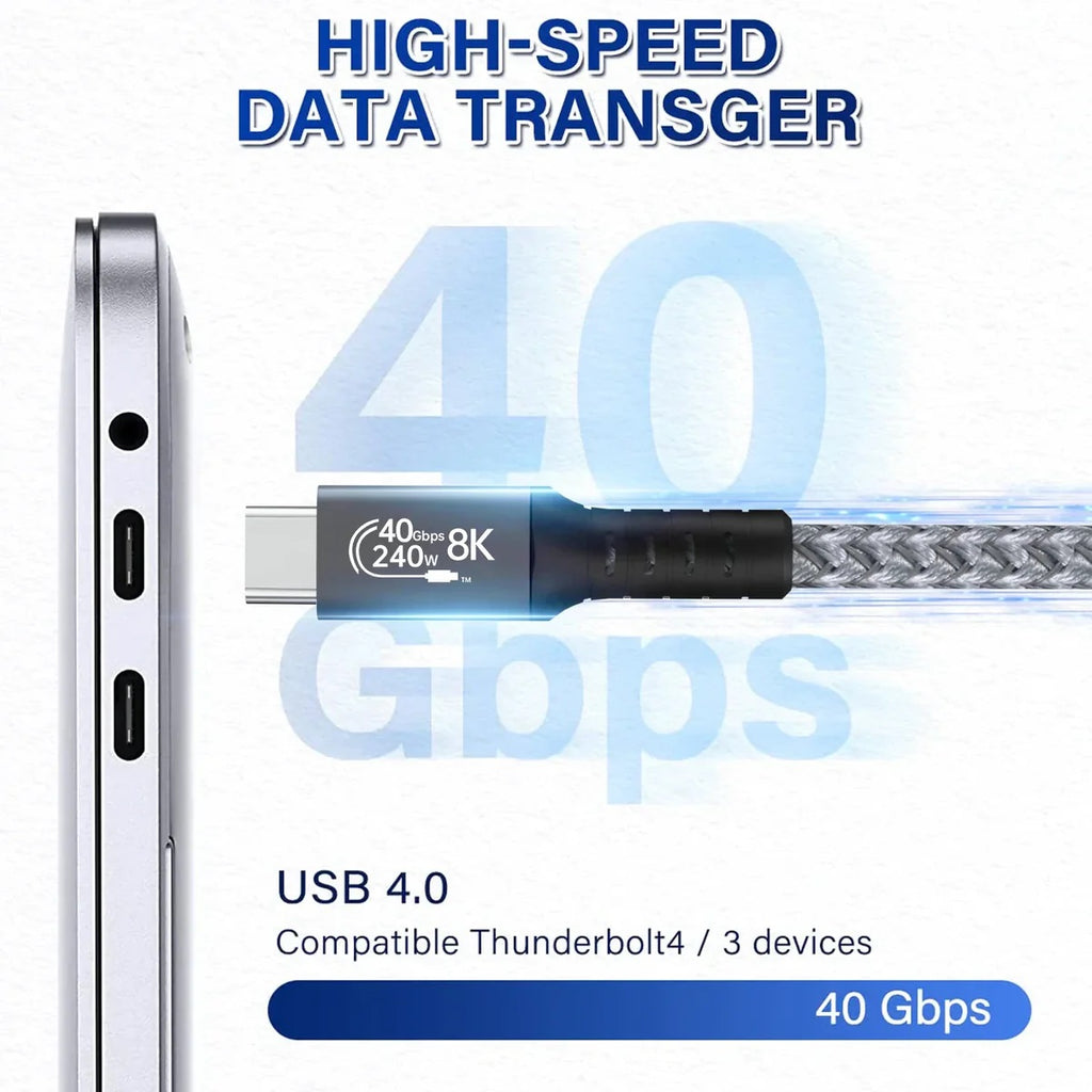 USP BoostUp Thunderbolt 4 USB-C to USB-C Cable (1.8M) Black -USB4 - 40Gbps,240W,8K (60Hz)/4K (144Hz), Fast Charge, Tablet, Phone, 5 Years Warranty - Image 2