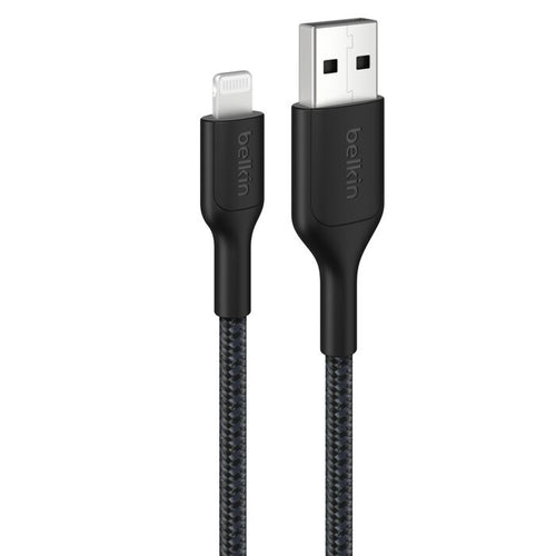 Belkin BoostCharge Pro Braided Lightning to USB-A Cable (1M) - Black (CAA020FQ1MBK), 2.4A/15W, 480Mbps, 350K Bends, MFI-Certified, 2 Years Warranty - Image 1