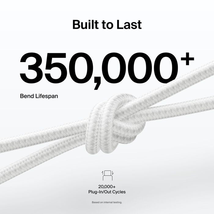 Belkin BoostCharge Pro Braided Lightning to USB-A Cable (1M) - White (CAA020FQ1MWH), 2.4A/15W, 480Mbps, 350K Bends, MFI-Certified, 2 Years Warranty - Image 3