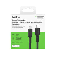 Belkin BoostCharge Pro Braided Lightning to USB-C Cable (1M) - Black (CAA022FQ1MBK),3A/15W, 480Mbps,350K+ Bends,Apple, MFI-Certified, 2 Years Warranty - Image 3