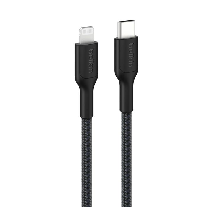 Belkin BoostCharge Pro Braided Lightning to USB-C Cable (1M) - Black (CAA022FQ1MBK),3A/15W, 480Mbps,350K+ Bends, MFI-Certified, 2 Years Warranty - Image 1
