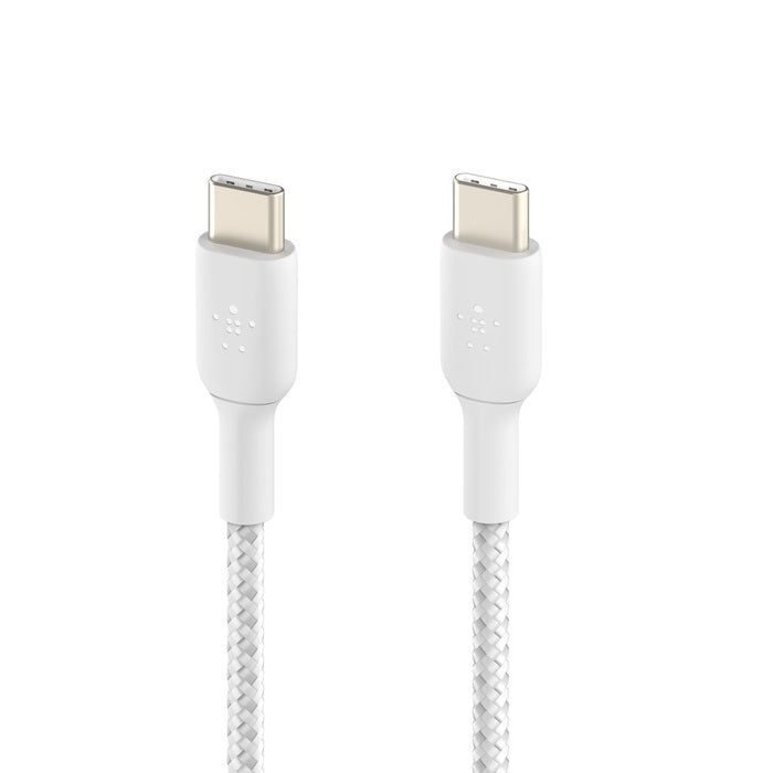 Belkin BoostCharge Braided USB-C to USB-C Cable (1M) (Pack of 2) - White (CAB004bt1MWH2PK), 3A/60W, 480Mbps, 30K+ Bends, Apple, 2 Years Warranty - Image 2