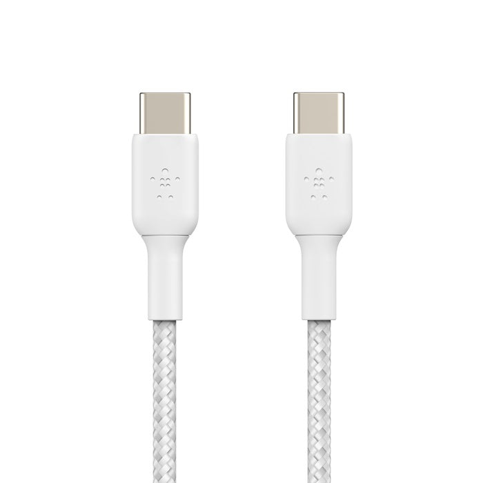 Belkin BoostCharge Braided USB-C to USB-C Cable (1M) (Pack of 2) - White (CAB004bt1MWH2PK), 3A/60W, 480Mbps, 30K+ Bends, Apple, 2 Years Warranty - Image 3