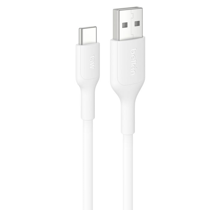 Belkin BoostCharge USB-C to USB-A Cable (1M) - White (CAB021fq1MWH), 3A/15W, 480Mbps, 300K+ Bends, Apple, Samsung, USB-IF Certified, 2 Years Warranty - Image 1
