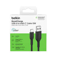 Belkin BoostCharge USB-C to USB-A Cable (2M) - Black (CAB021fq2MBK), 3A/15W, 480Mbps, 300K+ Bends, Apple, Samsung, USB-IF Certified, 2 Years Warranty - Image 2