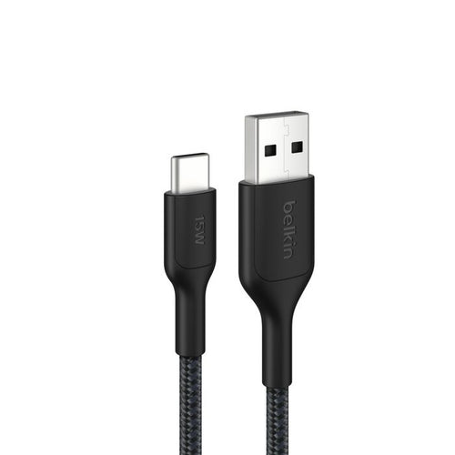 Belkin BoostCharge Pro Braided USB-C to USB-A Cable (1M) - Black (CAB022fq1MBK), 3A/15W, 480Mbps, 350K+ Bends, Apple,USB-IF Certified,2 Years Warranty - Image 1