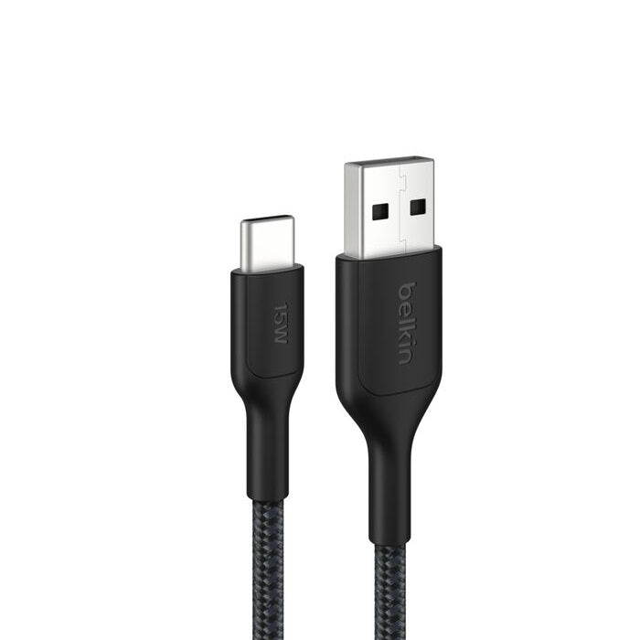 Belkin BoostCharge Pro Braided USB-C to USB-A Cable (1M) - Black (CAB022fq1MBK), 3A/15W, 480Mbps, 350K+ Bends, Apple,USB-IF Certified,2 Years Warranty - Image 5