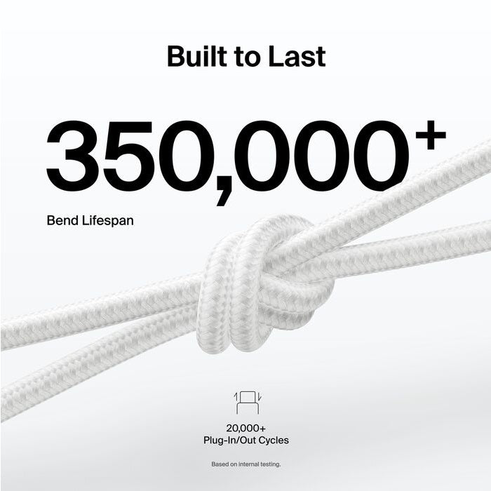 Belkin BoostCharge Pro Braided USB-C to USB-A Cable (1M) - White (CAB022fq1MWH), 3A/15W, 480Mbps, 350K+ Bends, Apple,USB-IF Certified,2 Years Warranty - Image 3