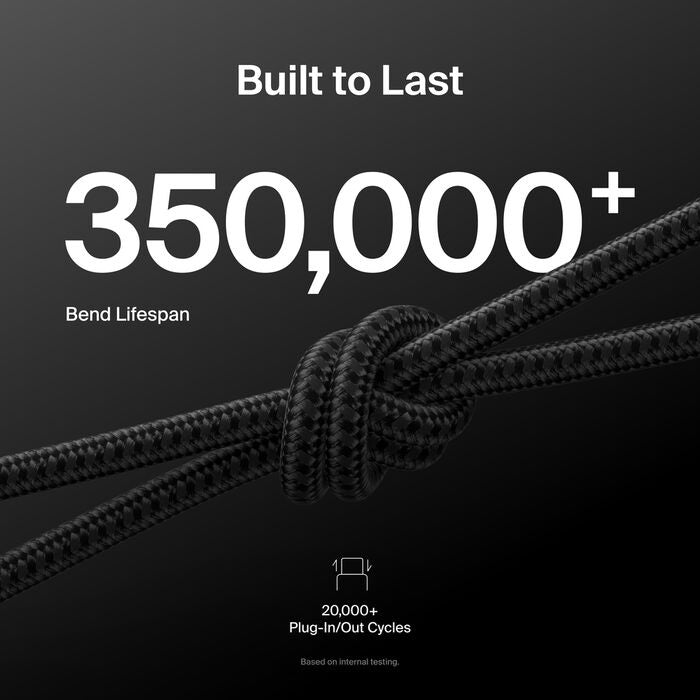 Belkin BoostCharge Pro Braided USB-C to USB-A Cable (2M) - Black (CAB022fq2MBK), 3A/15W, 480Mbps, 350K+ Bends, Apple,USB-IF Certified,2 Years Warranty - Image 3