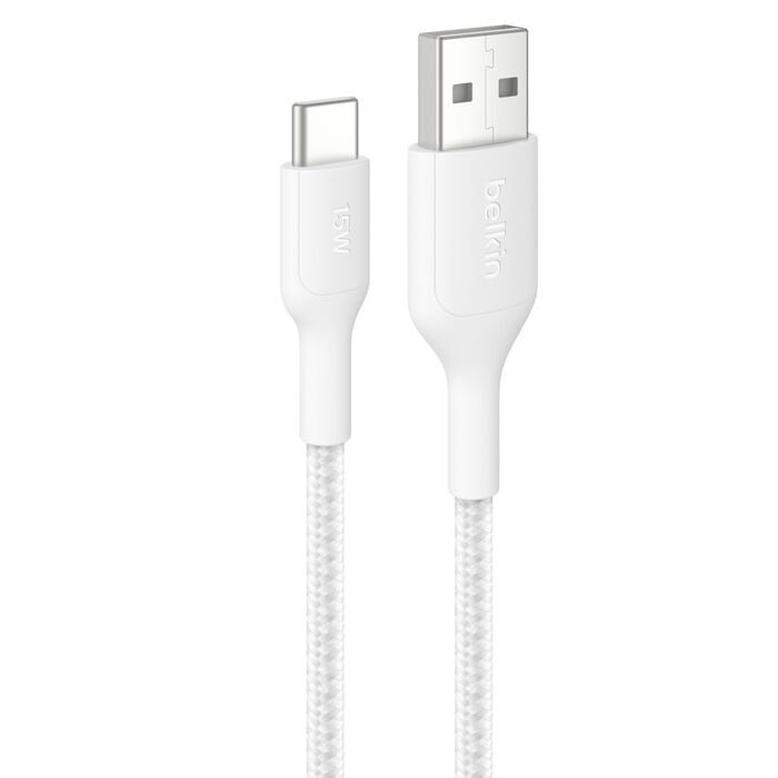 Belkin BoostCharge Pro Braided USB-C to USB-A Cable (2M) - White (CAB022fq2MWH), 3A/15W, 480Mbps, 350K+ Bends, Apple,USB-IF Certified,2 Years Warranty - Image 5