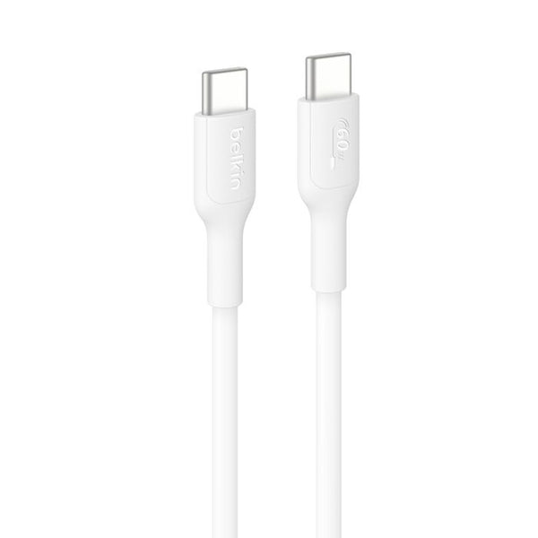 Belkin BoostCharge USB-C to USB-C Cable (1M) - White (CAB023fq1MWH), 3A/60W, 480Mbps, 300K+ Bends, Apple, Samsung, USB-IF Certified, 2 Years Warranty