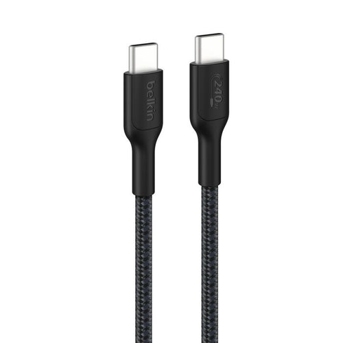 Belkin BoostCharge Pro Braided USB-C to USB-C Cable (1M) - Black (CAB025FQ1MBK), 5A/240W, 480Mbps, 350K+ Bend, USB-IF Certified, 2 Years Warranty - Image 1