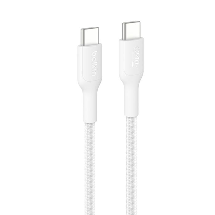Belkin BoostCharge Pro Braided USB-C to USB-C Cable (1M) - White (CAB025fq1MWH), 5A/240W, 480Mbps, 350K+ Bend, USB-IF Certified, 2 Years Warranty - Image 5
