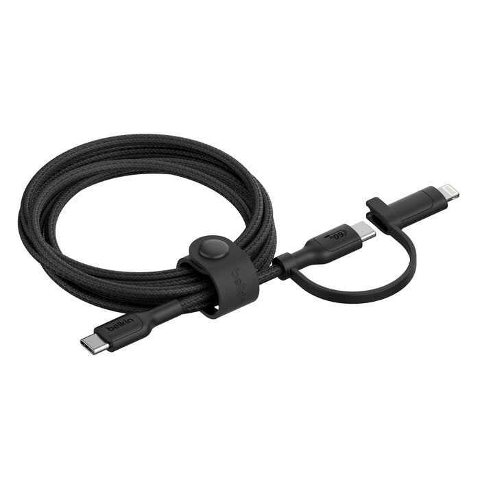 Belkin BoostCharge Pro 2-in-1 USB-C to USB-C/ Lightning (1.5M) - Black (CAC003fq1.5MBK), 60W, 480Mbps, 30K+ Bends, Intertek-Certified,2 Years Warranty - Image 1